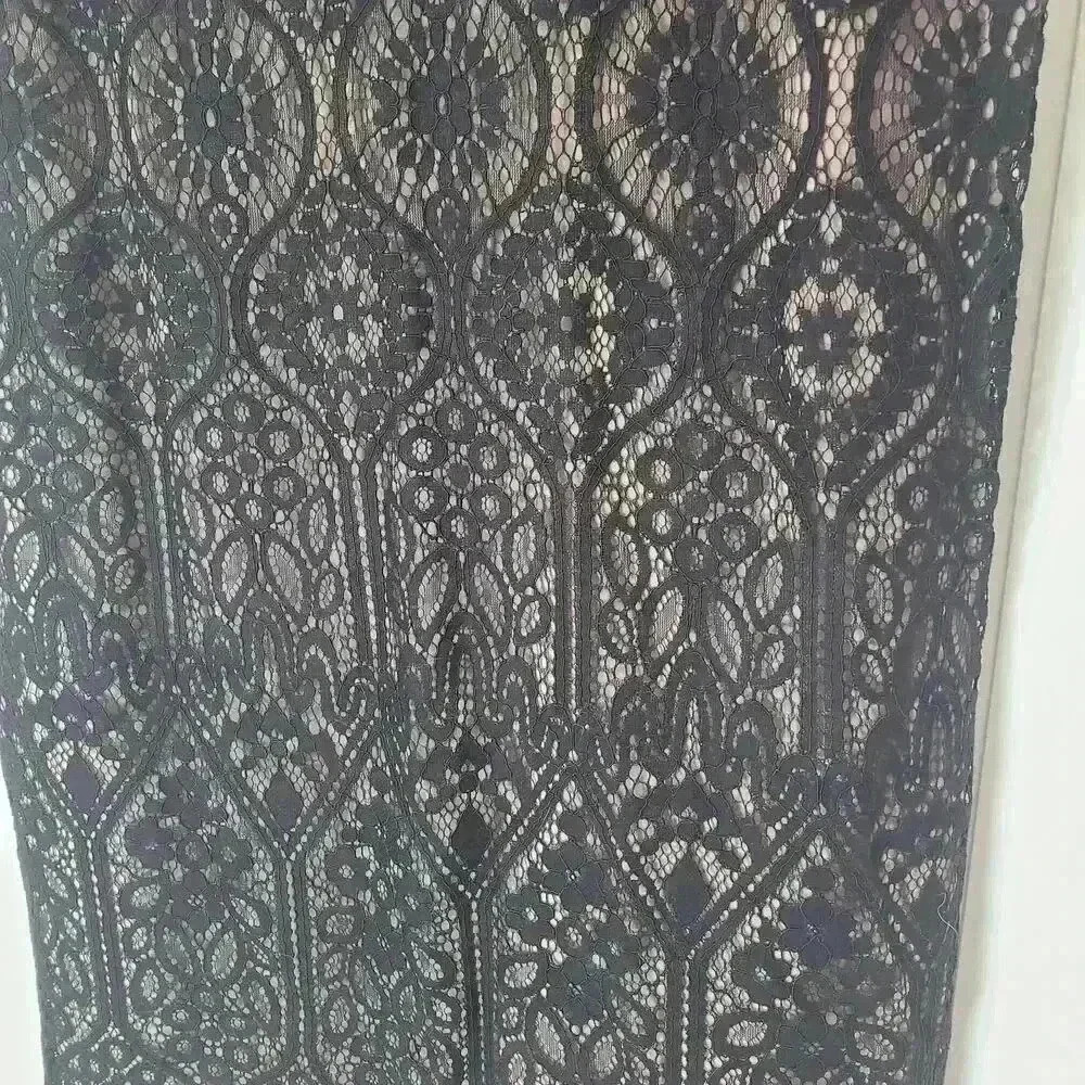 LOFT black Lace A line Dress Lined Sleeveless Lightweight Size 14 - Picture 2 of 10